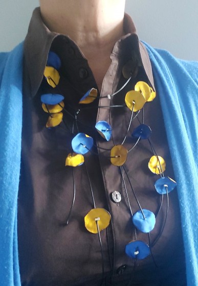 joyful rose petals in blue and yellow